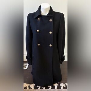 Zara Double Breasted Wool Blend Black Coat